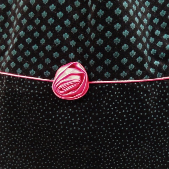 Vintage Susan Bristol 100%Cotton Velvet Fit n Flare Party Red Rosette - Picture 5 of 6